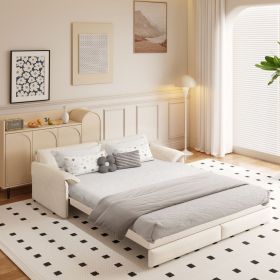 66" Queen Pull Out Sofa Bed, 3-in-1 Convertible Sleeper Sofa with Side Storage,Multi-Functional Velvet Loveseat Bed for Living Room,Bedroom,Apart