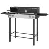 Outsunny BBQ Rotisserie Charcoal Grill for Chicken Turkey with 3-Level Grate Storage Shelves Stainless Steel