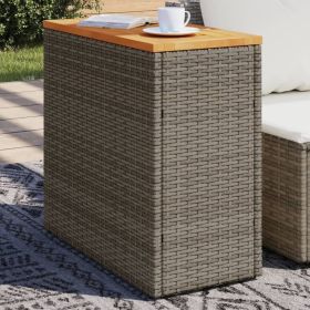 Garden Side Table Grey Poly Rattan Small Durable