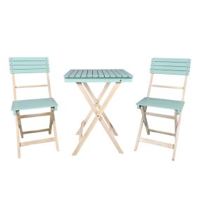 Direct Wicker 3-Piece Acacia Wood Patio Set â€“ 2 Outdoor Dining  Folding Chairs and Square Coffee Table, Portable Garden Bistro Set