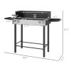 Outsunny BBQ Rotisserie Charcoal Grill for Chicken Turkey with 3-Level Grate Storage Shelves Stainless Steel