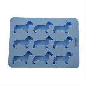 1pc 9 Freezers Silicone Ice Mold Card Love Cartoon Dog Shape Chocolate Biscuit Baking Mold (Color: Blue)